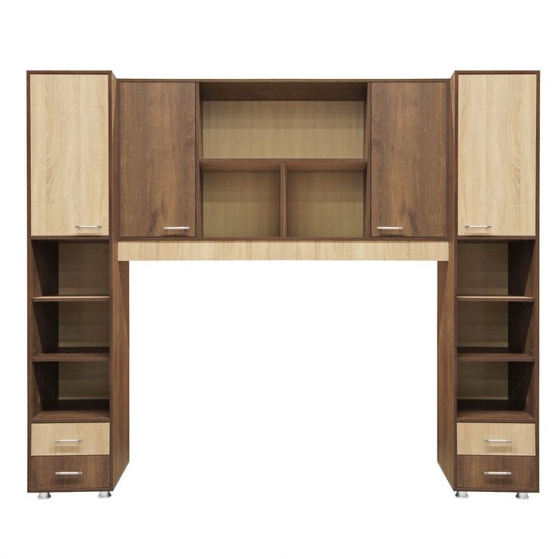 Mobila de dormitior pe colt Anda: sifonier, pat si ancadrament